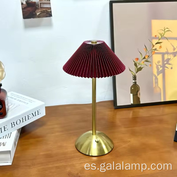 Luz de mesa táctil recargable USB de metal y tela